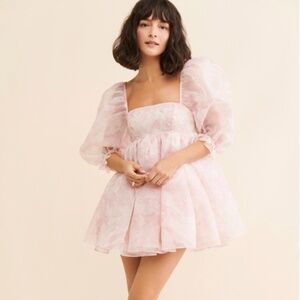 Selkie X Nuuly Puff Organza Mini Dress in Pink